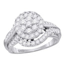14kt White Gold Women's Round Diamond Cluster Bridal Wedding Engagement Ring 1.00 Cttw - FREE Shipping (US/CAN)-Wedding Jewelry-6-JadeMoghul Inc.