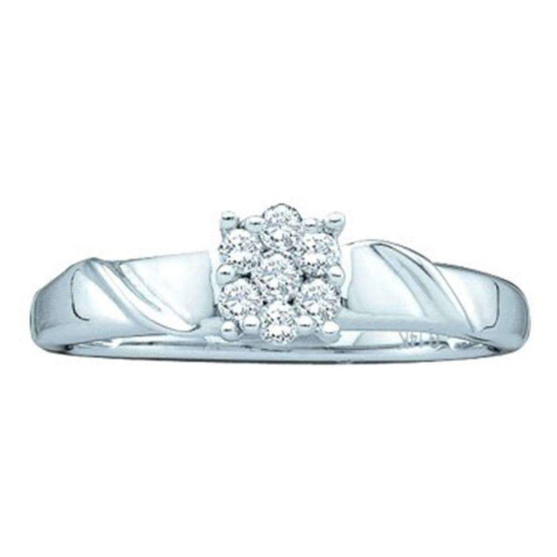 14kt White Gold Women's Round Diamond Cluster Bridal Wedding Engagement Ring 1/5 Cttw - FREE Shipping (US/CAN)-Gold & Diamond Engagement & Anniversary Rings-5-JadeMoghul Inc.