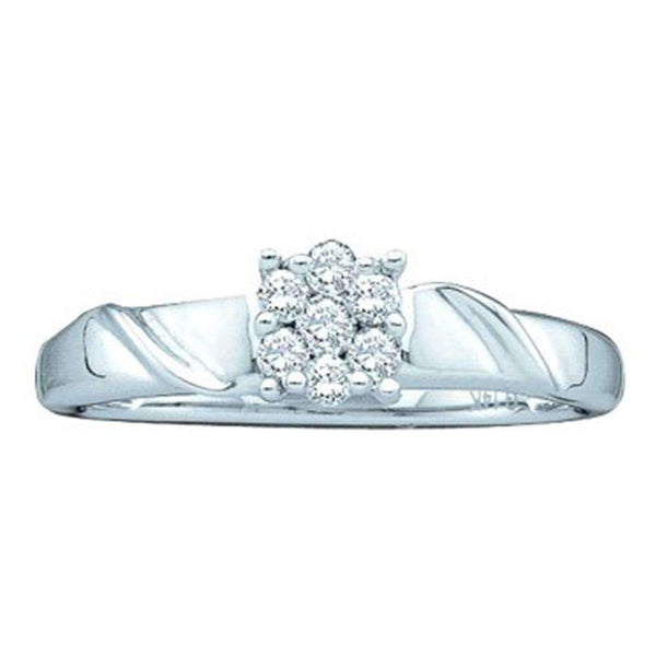14kt White Gold Women's Round Diamond Cluster Bridal Wedding Engagement Ring 1/5 Cttw - FREE Shipping (US/CAN)-Gold & Diamond Engagement & Anniversary Rings-5-JadeMoghul Inc.