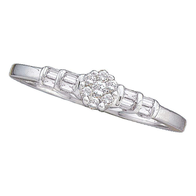 14kt White Gold Women's Round Diamond Cluster Bridal Wedding Engagement Ring 1/6 Cttw - FREE Shipping (US/CAN)-Gold & Diamond Engagement & Anniversary Rings-5-JadeMoghul Inc.