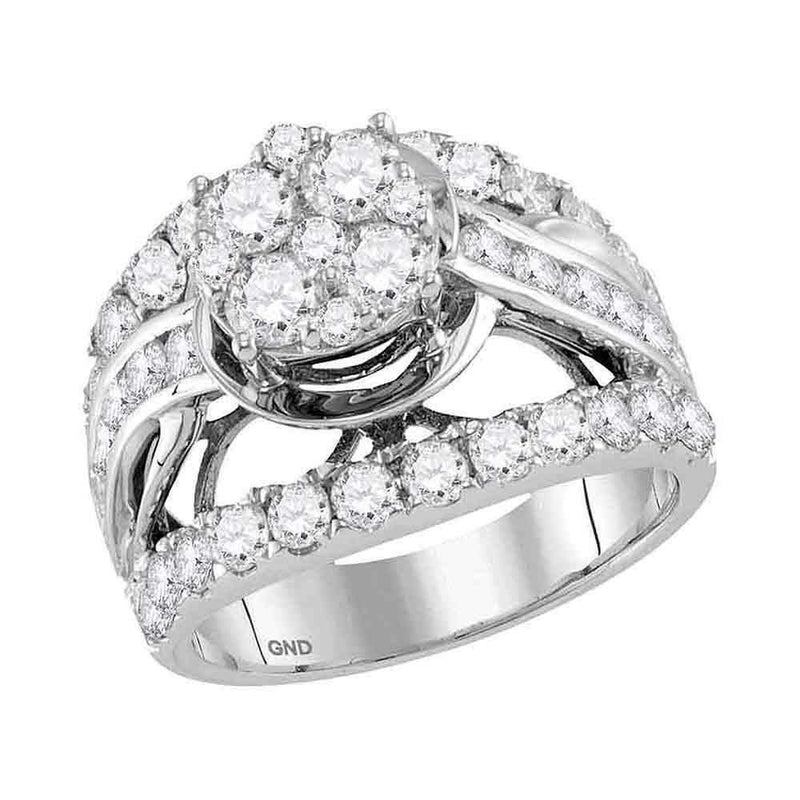 14kt White Gold Women's Round Diamond Cluster Bridal Wedding Engagement Ring 3.00 Cttw - FREE Shipping (US/CAN)-Gold & Diamond Engagement & Anniversary Rings-5-JadeMoghul Inc.