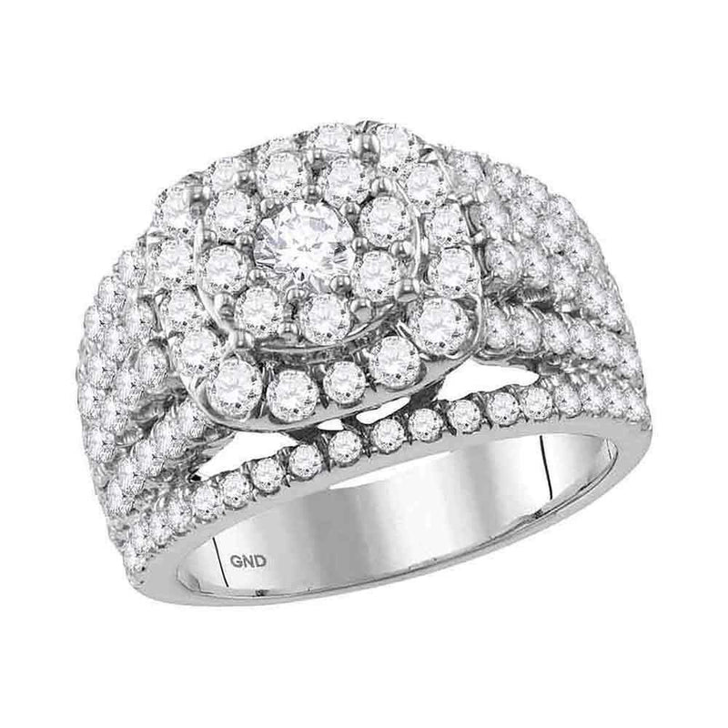 14kt White Gold Women's Round Diamond Cluster Bridal Wedding Engagement Ring 3.00 Cttw - FREE Shipping (US/CAN)-Wedding Jewelry-5.5-JadeMoghul Inc.