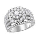 14kt White Gold Women's Round Diamond Cluster Bridal Wedding Engagement Ring 3.00 Cttw - FREE Shipping (US/CAN)-Wedding Jewelry-5.5-JadeMoghul Inc.