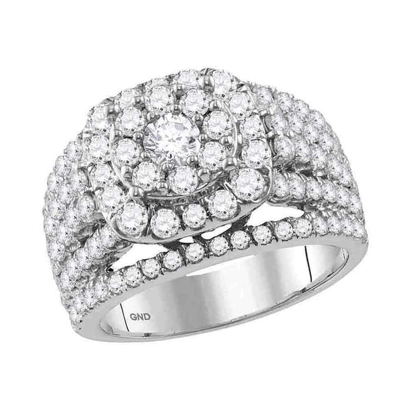 14kt White Gold Women's Round Diamond Cluster Bridal Wedding Engagement Ring 3.00 Cttw - FREE Shipping (US/CAN)-Wedding Jewelry-5.5-JadeMoghul Inc.