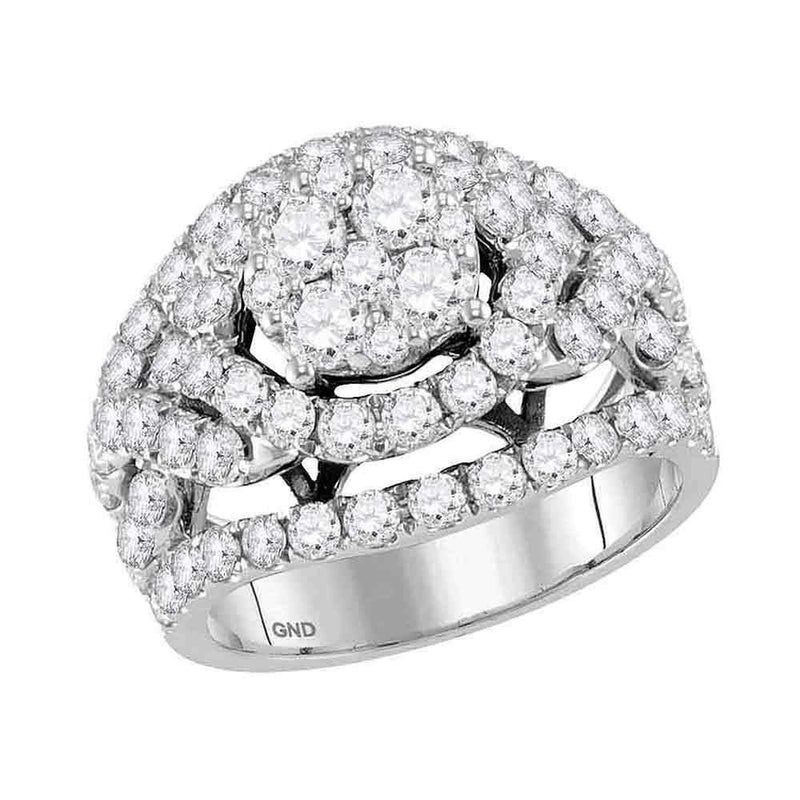 14kt White Gold Women's Round Diamond Cluster Bridal Wedding Engagement Ring 3.00 Cttw - FREE Shipping (US/CAN)-Wedding Jewelry-7-JadeMoghul Inc.