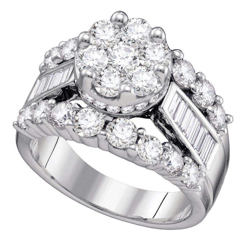 14kt White Gold Women's Round Diamond Cluster Bridal Wedding Engagement Ring 4.00 Cttw - FREE Shipping (US/CAN)-Gold & Diamond Engagement & Anniversary Rings-5-JadeMoghul Inc.