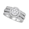 14kt White Gold Women's Round Diamond Cluster Bridal Wedding Engagement Ring Band Set 1.00 Cttw - FREE Shipping (US/CAN)-Gold & Diamond Wedding Ring Sets-5-JadeMoghul Inc.