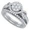 14kt White Gold Women's Round Diamond Cluster Bridal Wedding Engagement Ring Band Set 1.00 Cttw - FREE Shipping (US/CAN)-Gold & Diamond Wedding Ring Sets-6.5-JadeMoghul Inc.