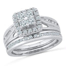 14kt White Gold Women's Round Diamond Cluster Bridal Wedding Engagement Ring Band Set 1.00 Cttw - FREE Shipping (US/CAN)-Wedding Jewelry-5-JadeMoghul Inc.