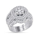 14kt White Gold Women's Round Diamond Cluster Bridal Wedding Engagement Ring Band Set 2-3/8 Cttw - FREE Shipping (US/CAN)-Wedding Jewelry-5-JadeMoghul Inc.