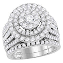 14kt White Gold Women's Round Diamond Cluster Bridal Wedding Engagement Ring Band Set 3-1/8 Cttw - FREE Shipping (US/CAN)-Wedding Jewelry-5-JadeMoghul Inc.