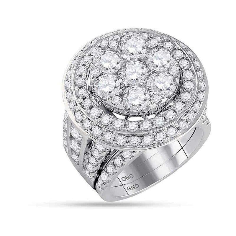 14kt White Gold Women's Round Diamond Cluster Bridal Wedding Engagement Ring Band Set 7.00 Cttw - FREE Shipping (US/CAN)-Wedding Jewelry-6-JadeMoghul Inc.