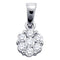 14kt White Gold Women's Round Diamond Cluster Pendant 1-10 Cttw - FREE Shipping (US/CAN)-Gold & Diamond Pendants & Necklaces-JadeMoghul Inc.