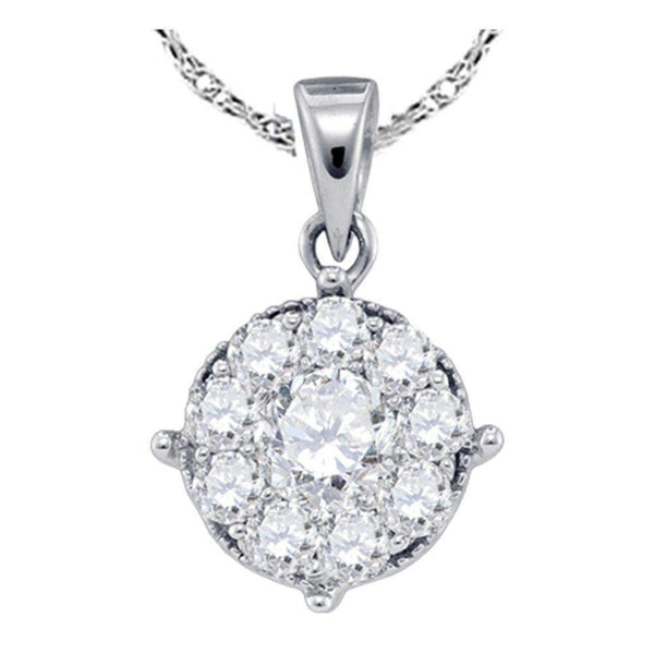 14kt White Gold Women's Round Diamond Cluster Pendant 1-4 Cttw - FREE Shipping (US/CAN)-Gold & Diamond Pendants & Necklaces-JadeMoghul Inc.