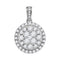 14kt White Gold Women's Round Diamond Cluster Pendant 1.00 Cttw - FREE Shipping (US/CAN)-Gold & Diamond Pendants & Necklaces-JadeMoghul Inc.