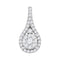 14kt White Gold Women's Round Diamond Cluster Pendant 5-8 Cttw - FREE Shipping (US/CAN)-Gold & Diamond Pendants & Necklaces-JadeMoghul Inc.