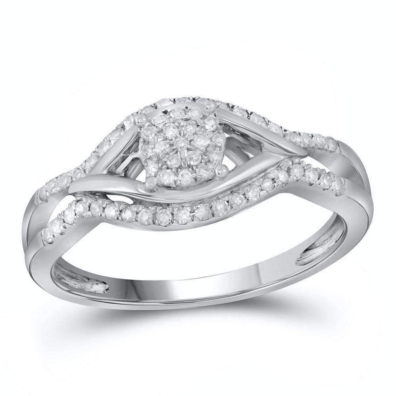 14kt White Gold Womens Round Diamond Cluster Ring 1-5 Cttw-Gold & Diamond Cluster Rings-JadeMoghul Inc.
