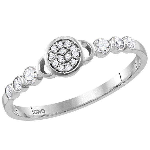 14kt White Gold Women's Round Diamond Cluster Stackable Band Ring 1/6 Cttw - FREE Shipping (US/CAN)-Gold & Diamond Rings-5-JadeMoghul Inc.
