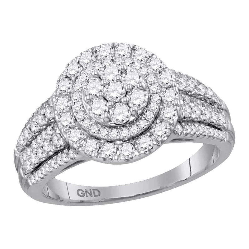 14kt White Gold Women's Round Diamond Concentric Circle Cluster Bridal Wedding Engagement Ring 1.00 Cttw - FREE Shipping (US/CAN)-Gold & Diamond Engagement & Anniversary Rings-7.5-JadeMoghul Inc.