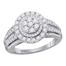 14kt White Gold Women's Round Diamond Concentric Circle Cluster Bridal Wedding Engagement Ring 1.00 Cttw - FREE Shipping (US/CAN)-Gold & Diamond Engagement & Anniversary Rings-7.5-JadeMoghul Inc.