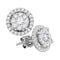 14kt White Gold Women's Round Diamond Concentric Circle Frame Cluster Earrings 1.00 Cttw - FREE Shipping (USA/CAN)-Gold & Diamond Earrings-JadeMoghul Inc.