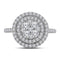 14kt White Gold Women's Round Diamond Concentric Double Halo Cluster Ring 1.00 Cttw - FREE Shipping (US/CAN)-Gold & Diamond Cluster Rings-6-JadeMoghul Inc.