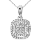 14kt White Gold Women's Round Diamond Concentric Square Cluster Pendant 1-3 Cttw - FREE Shipping (US/CAN)-Gold & Diamond Pendants & Necklaces-JadeMoghul Inc.