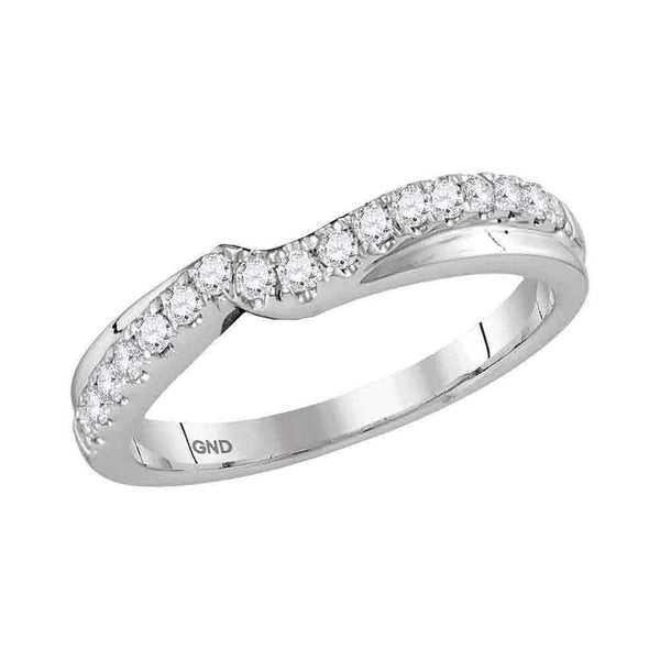 14kt White Gold Women's Round Diamond Contour Enhancer Wedding Band 1/3 Cttw - FREE Shipping (US/CAN)-Wedding Jewelry-5-JadeMoghul Inc.