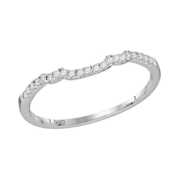 14kt White Gold Women's Round Diamond Contoured Slender Wedding Enhancer Band 1-10 Cttw - FREE Shipping (US/CAN)-Gold & Diamond Wedding Jewelry-JadeMoghul Inc.