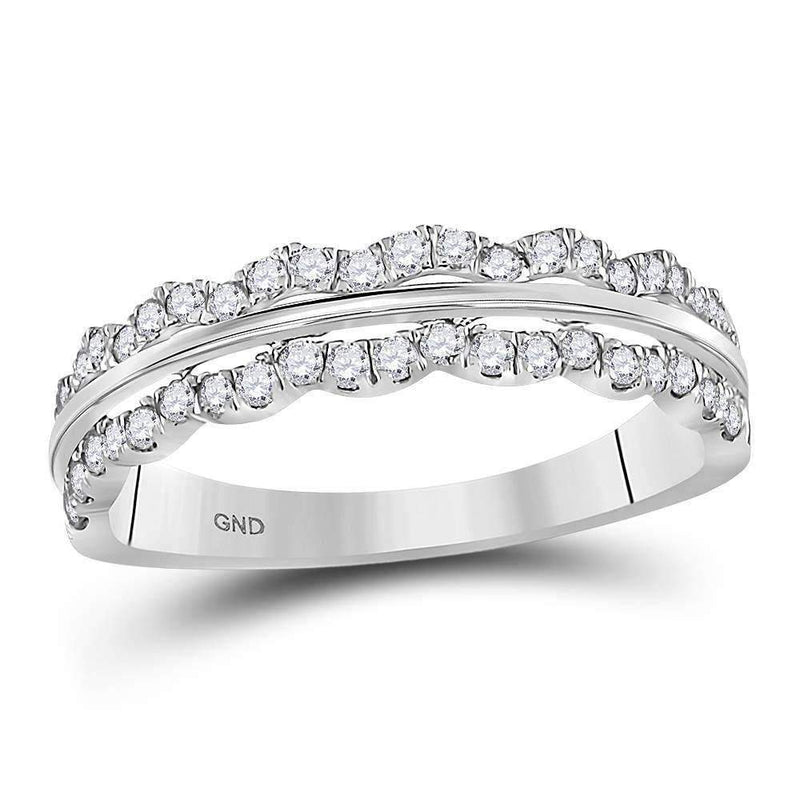 14kt White Gold Womens Round Diamond Contoured Symmetrical Band Ring 3-8 Cttw-Gold & Diamond Bands-JadeMoghul Inc.