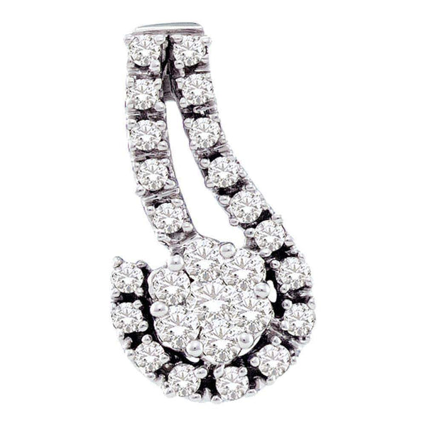 14kt White Gold Women's Round Diamond Cradled Flower Cluster Pendant 1-4 Cttw - FREE Shipping (US/CAN)-Gold & Diamond Pendants & Necklaces-JadeMoghul Inc.