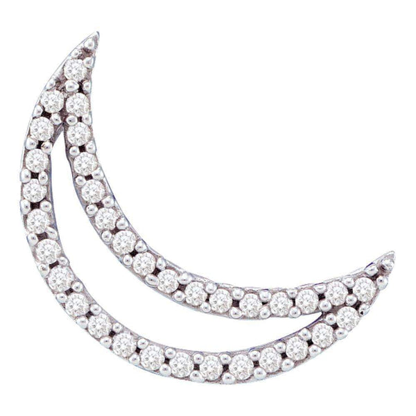 14kt White Gold Women's Round Diamond Crescent Moon Outline Pendant 1-6 Cttw - FREE Shipping (US/CAN)-Gold & Diamond Pendants & Necklaces-JadeMoghul Inc.