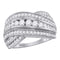 14kt White Gold Women's Round Diamond Crossover Fashion Band Ring 1.00 Cttw - FREE Shipping (US/CAN)-Gold & Diamond Bands-JadeMoghul Inc.
