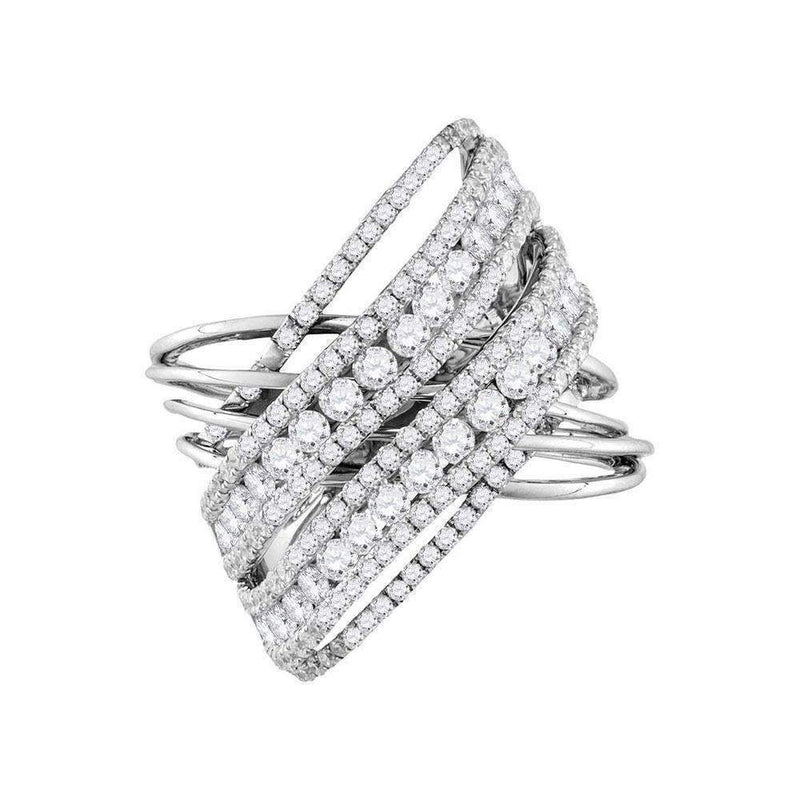 14kt White Gold Women's Round Diamond Crossover Open Strand Cocktail Ring 2-1/2 Cttw - FREE Shipping (US/CAN)-Rings And Bands-5-JadeMoghul Inc.