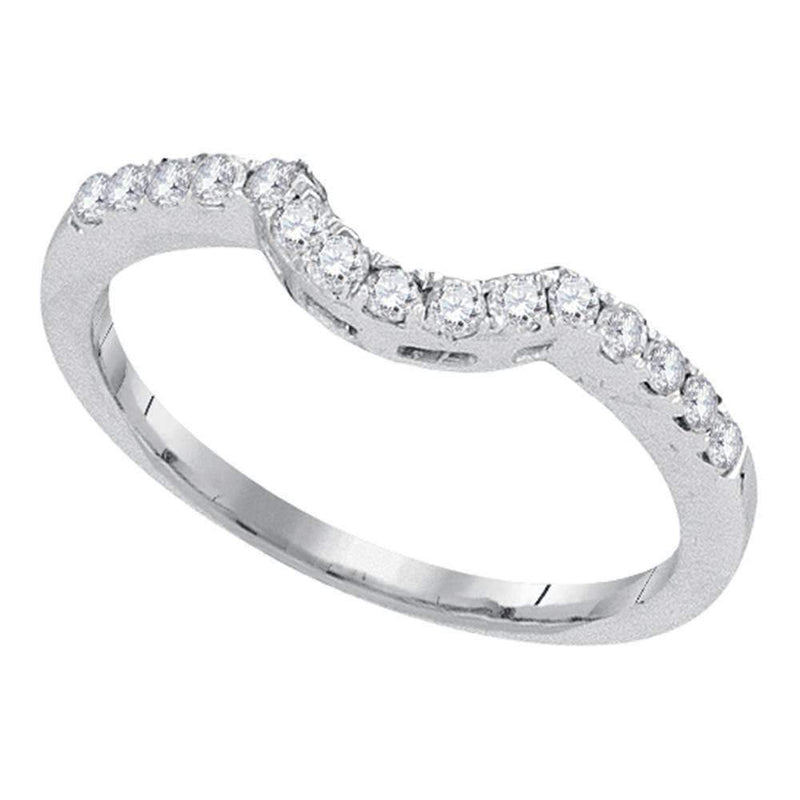 14kt White Gold Women's Round Diamond Curved Wedding Band Ring 1/4 Cttw - FREE Shipping (US/CAN)-Gold & Diamond Wedding Jewelry-5-JadeMoghul Inc.