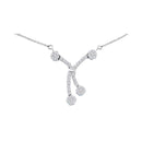 14kt White Gold Women's Round Diamond Dangle Flower Cluster Fashion Necklace 1-2 Cttw - FREE Shipping (US/CAN)-Gold & Diamond Pendants & Necklaces-JadeMoghul Inc.