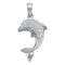 14kt White Gold Womens Round Diamond Dolphin Fish Animal Pendant 1-10 Cttw - FREE Shipping (US/CAN)-Gold & Diamond Pendants & Necklaces-JadeMoghul Inc.