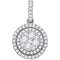 14kt White Gold Women's Round Diamond Double Frame Flower Cluster Pendant 7-8 Cttw - FREE Shipping (US/CAN)-Gold & Diamond Pendants & Necklaces-JadeMoghul Inc.