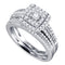 14kt White Gold Womens Round Diamond Double Halo Bridal Wedding Engagement Ring Band Set 3/4 Cttw - FREE Shipping (US/CAN)-Gold & Diamond Wedding Ring Sets-5-JadeMoghul Inc.