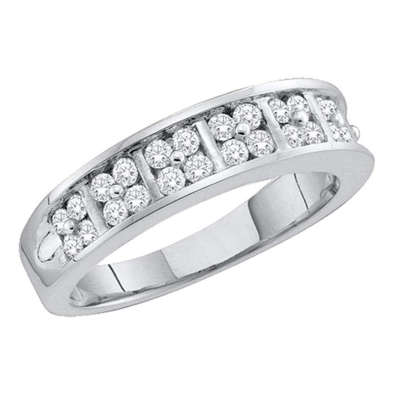 14kt White Gold Women's Round Diamond Double Row Band Ring 1/2 Cttw - FREE Shipping (US/CAN)-Rings And Bands-5.5-JadeMoghul Inc.