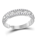 14kt White Gold Women's Round Diamond Double Row Band Ring 3-8 Cttw - FREE Shipping (US/CAN)-Gold & Diamond Bands-JadeMoghul Inc.