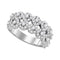 14kt White Gold Women's Round Diamond Double Row Circle Cluster Band 1-1/3 Cttw - FREE Shipping (US/CAN)-Gold & Diamond Bands-6-JadeMoghul Inc.