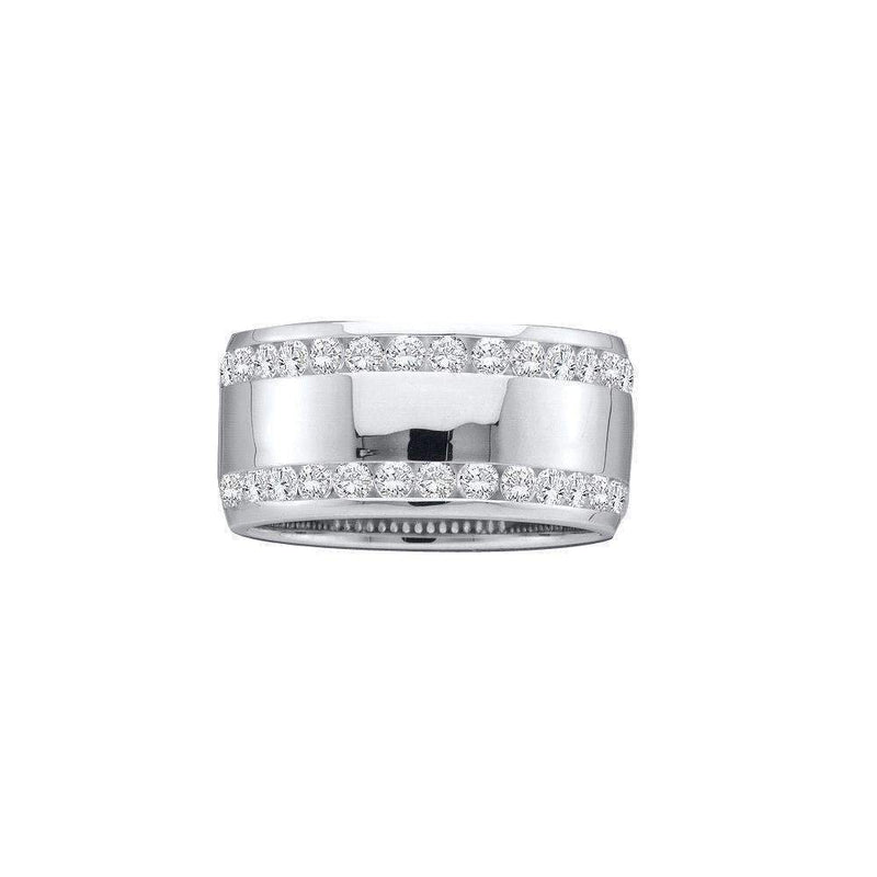 14kt White Gold Women's Round Diamond Double Row Eternity Wedding Band 1.00 Cttw - FREE Shipping (US/CAN)-Gold & Diamond Wedding Jewelry-JadeMoghul Inc.