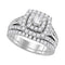 14kt White Gold Women's Round Diamond Double Square Halo Bridal Wedding Engagement Ring Band Set 1-7/8 Cttw - FREE Shipping (US/CAN)-Gold & Diamond Wedding Ring Sets-5.5-JadeMoghul Inc.