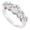 14kt White Gold Women's Round Diamond Five Flower Cluster Ring 1.00 Cttw - FREE Shipping (US/CAN)-Gold & Diamond Cluster Rings-5-JadeMoghul Inc.