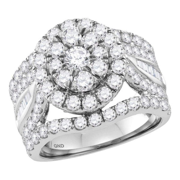 14kt White Gold Women's Round Diamond Flower Cluster Bridal Wedding Engagement Ring 3-1/2 Cttw - FREE Shipping (US/CAN)-Wedding Jewelry-5-JadeMoghul Inc.