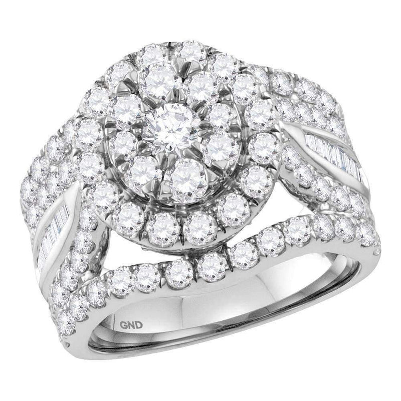 14kt White Gold Women's Round Diamond Flower Cluster Bridal Wedding Engagement Ring 3-1/2 Cttw - FREE Shipping (US/CAN)-Wedding Jewelry-5-JadeMoghul Inc.