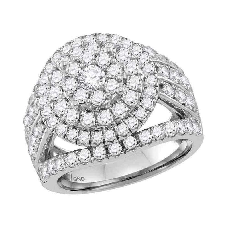 14kt White Gold Women's Round Diamond Flower Cluster Bridal Wedding Engagement Ring 3.00 Cttw - FREE Shipping (US/CAN)-Wedding Jewelry-6-JadeMoghul Inc.