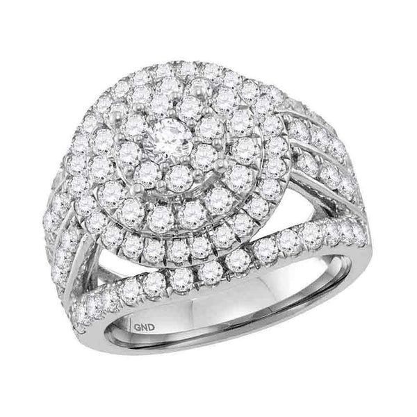 14kt White Gold Women's Round Diamond Flower Cluster Bridal Wedding Engagement Ring 3.00 Cttw - FREE Shipping (US/CAN)-Wedding Jewelry-6-JadeMoghul Inc.