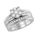 14kt White Gold Women's Round Diamond Flower Cluster Bridal Wedding Engagement Ring Band Set 1.00 Cttw - FREE Shipping (US/CAN)-Wedding Jewelry-5-JadeMoghul Inc.